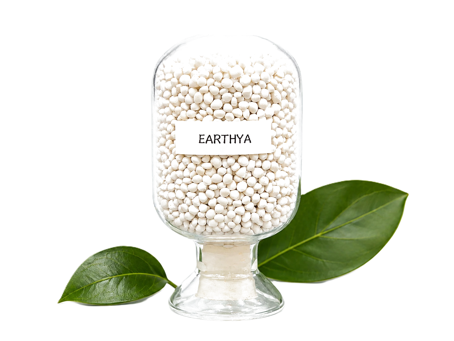 Jar of Earthya compostable resin pellets